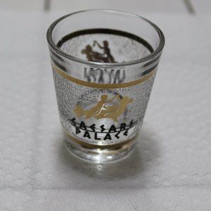 Vintage Shot Glass Caesars Palace 22 kt Gold Black Frosted Texture